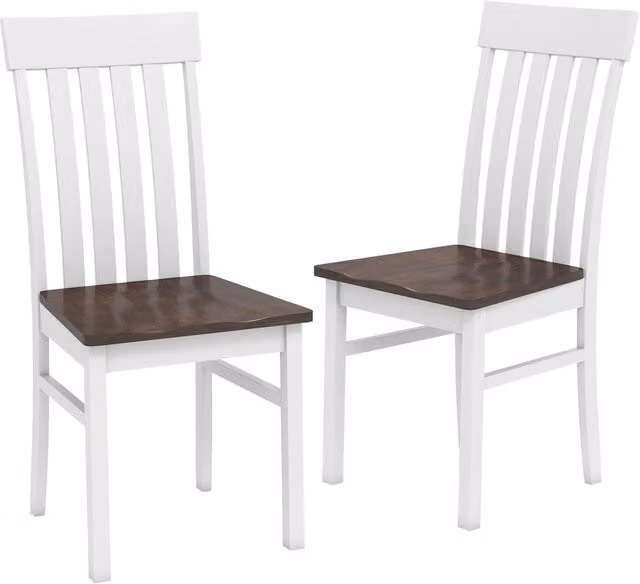 Set di 2 Sedie da Pranzo COSTWAY con Schienale ad Alto Doghe e Gambe in Legno di Hevea, Sedute Concave, Colore Noce