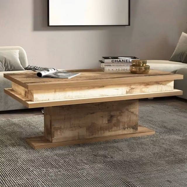 Tavolino da salotto Iside DMORA in legno color acero con luce LED, L: 100 cm, P: 55 cm, H: 42 cm – 1