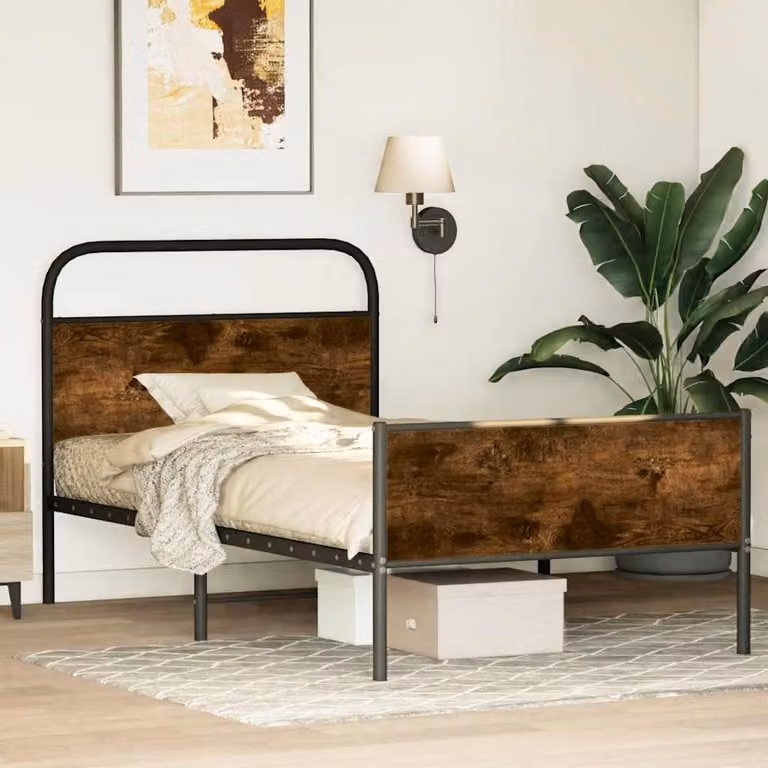 vidaXL Giroletto senza Materasso in Rovere Sonoma e Truciolato, L 100 x P 200 cm, Marrone