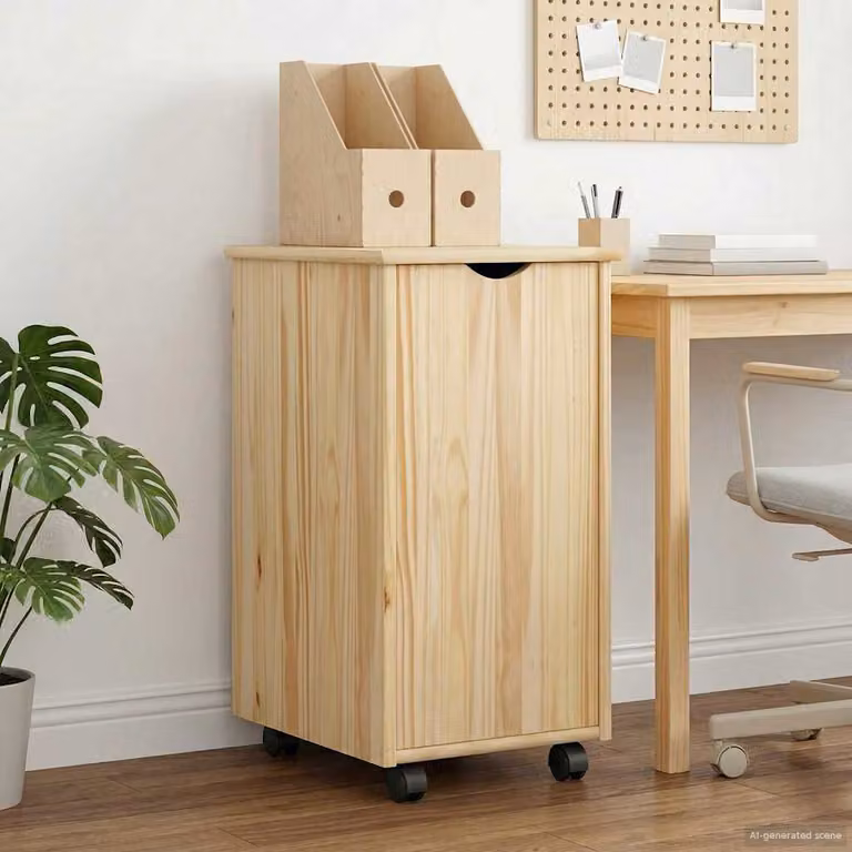 Carrello mobile con ruote vidaXL in legno color marrone, L 34 cm x P 39 cm x H 65,5 cm