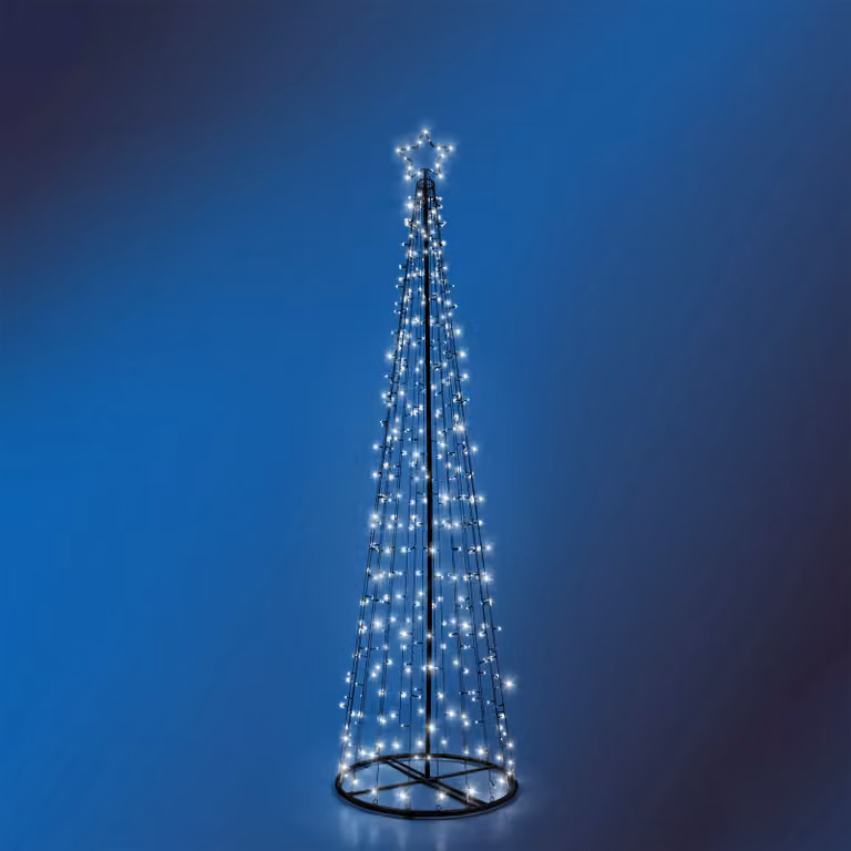DICTROLUX Albero di Natale Luminoso con 276 LED Bianco Freddo, Altezza: 200 cm, Diametro: 60 cm