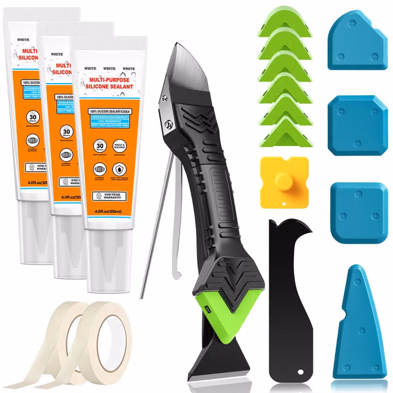 Kit multifunzione 5-in-1: rimuovi silicone, spatola per fughe, ideale per bagno e cucina