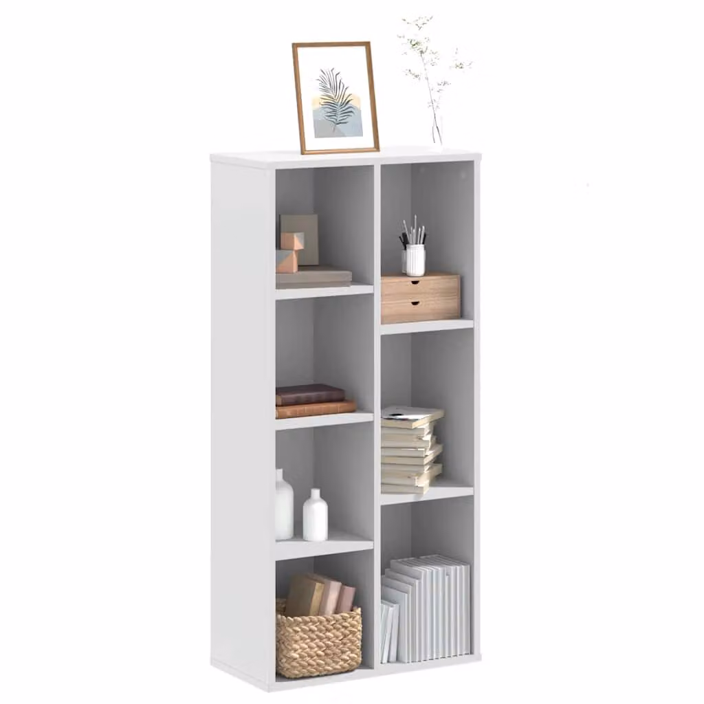 Libreria bianca vidaXL in legno e MDF con pannello posteriore per soggiorno o ufficio L 50 cm, P 25 cm, H 105 cm