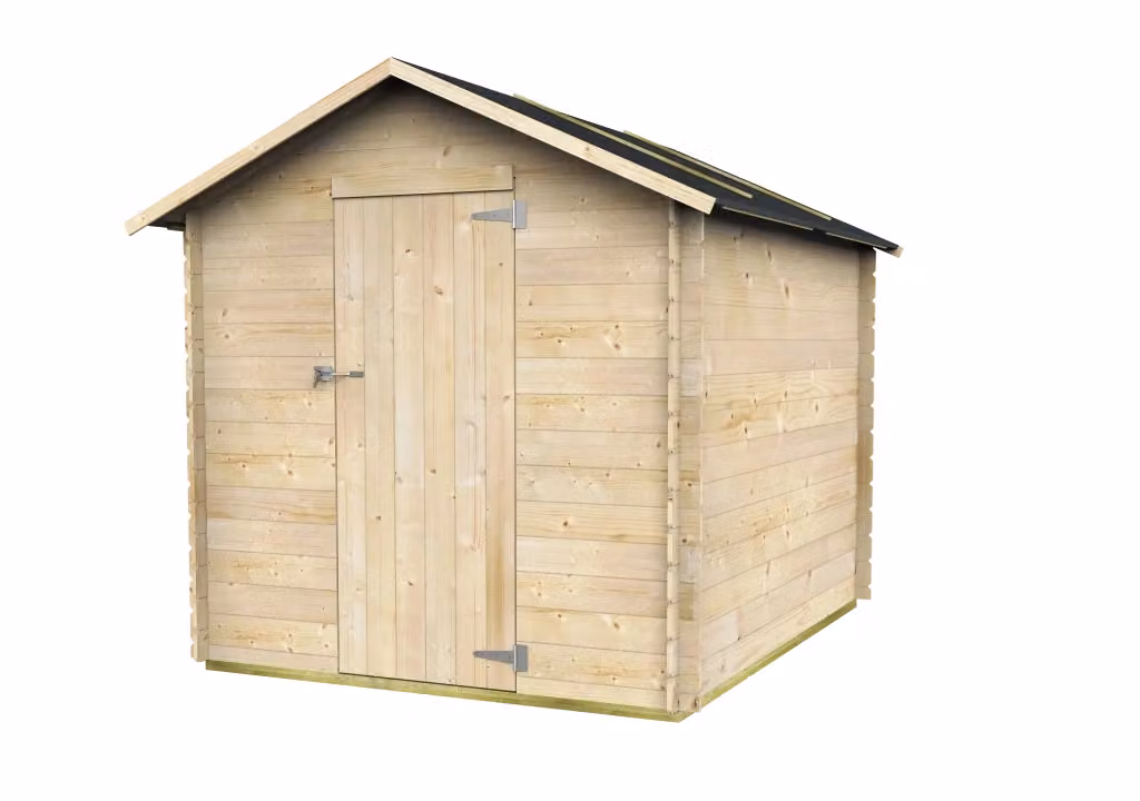 Casetta in legno Alce Bh16 Formia con tetto a capanna, stile rustico, colori nero e beige, L: 178 cm, H: 218 cm – 2