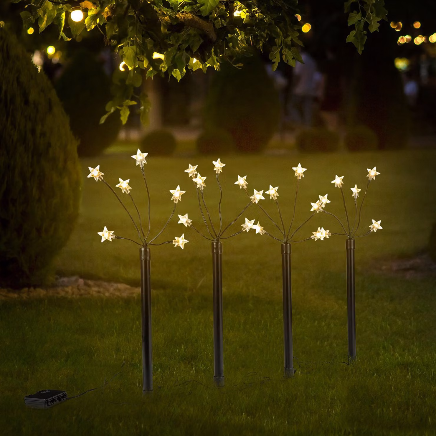 Set da 4 bastoncini luminosi a forma di stella con 6 luci LED - Decorazioni natalizie