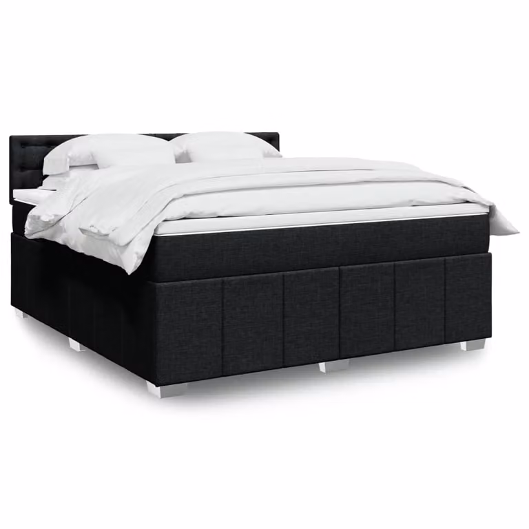 vidaXL Giroletto a Molle con Materasso Ibrido in Tessuto Nero, L 180 x P 200 cm
