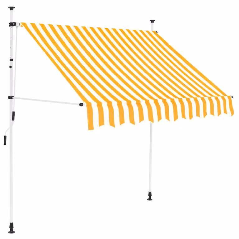 vidaXL Tenda da Sole Retrattile Manuale in Poliestere e Acciaio, Strisce Arancione e Bianco, L: 150 cm, P: 120 cm, H: 300 cm