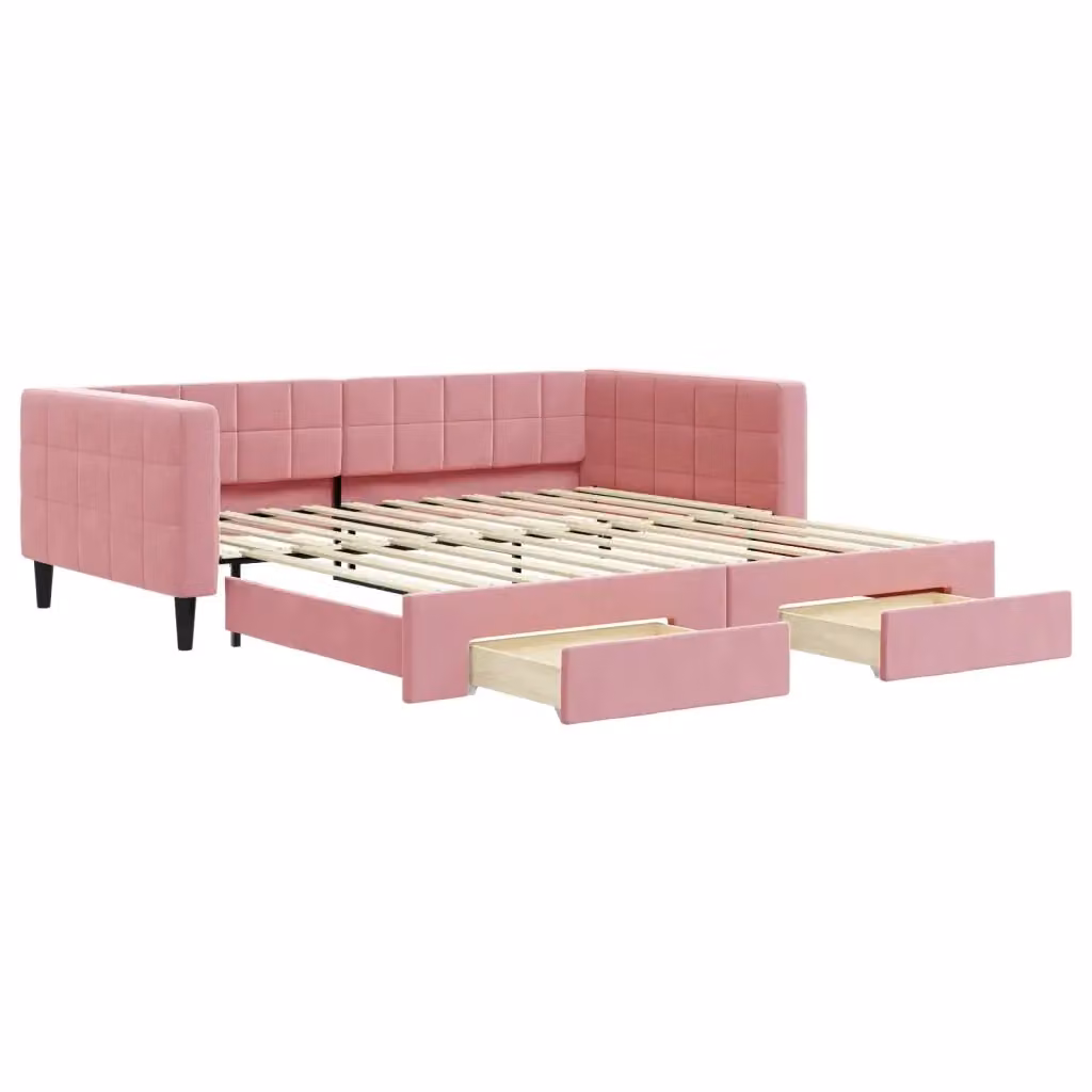 Divano Letto Moderno vidaXL in Velluto Rosa per Soggiorno e Camera da Letto L: 223 cm, P: 110 cm, H: 68 cm – 2