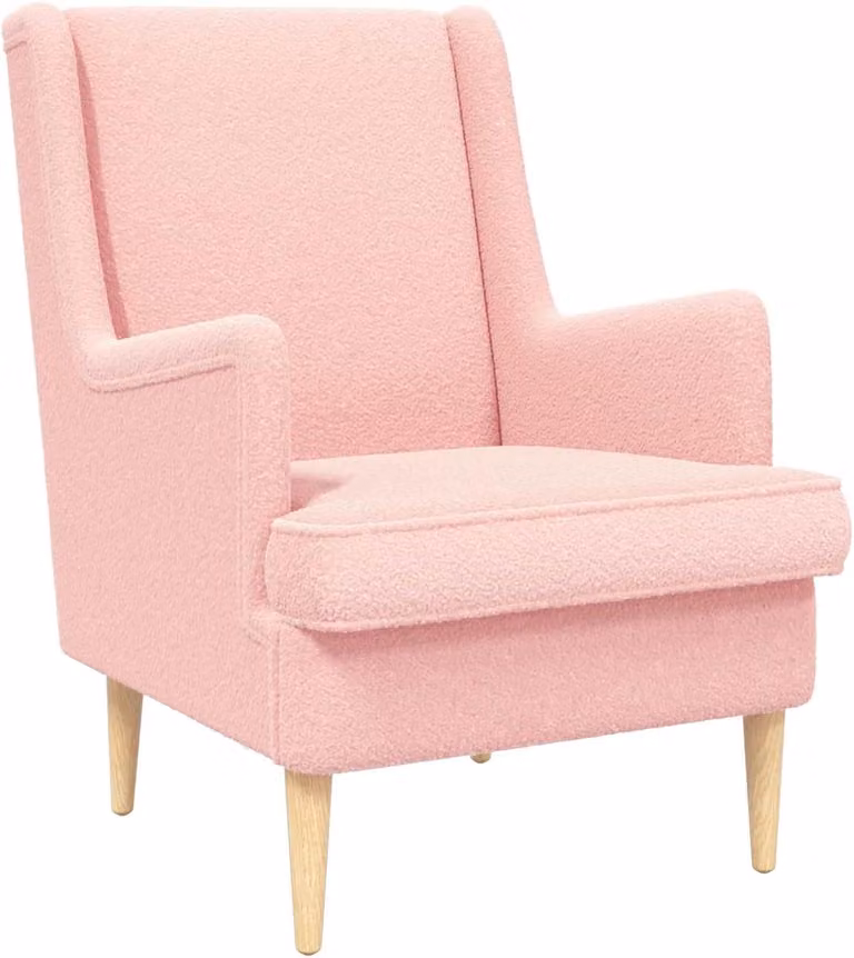 Poltrona rivestita in tessuto di lana rosa
