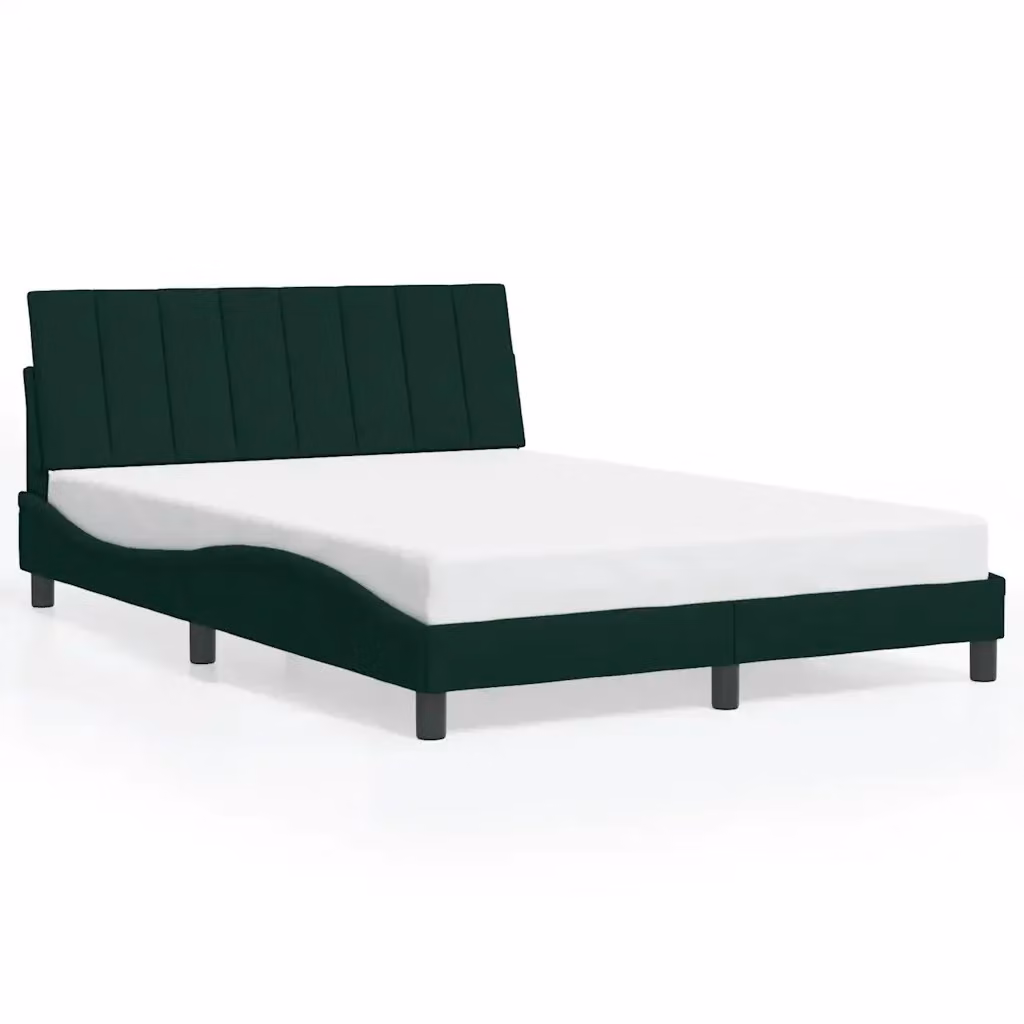 vidaXL Giroletto Hanko senza Materasso in Velluto Verde Scuro L: 140 cm, P: 200 cm – 2