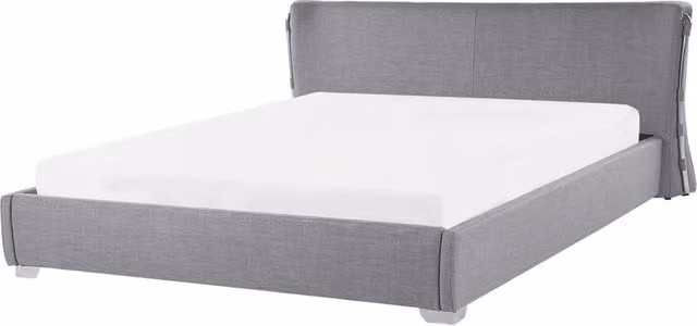 Letto ad acqua Beliani in tessuto grigio con struttura in legno e metallo L/P/H: 228 x 160 x 195 cm
