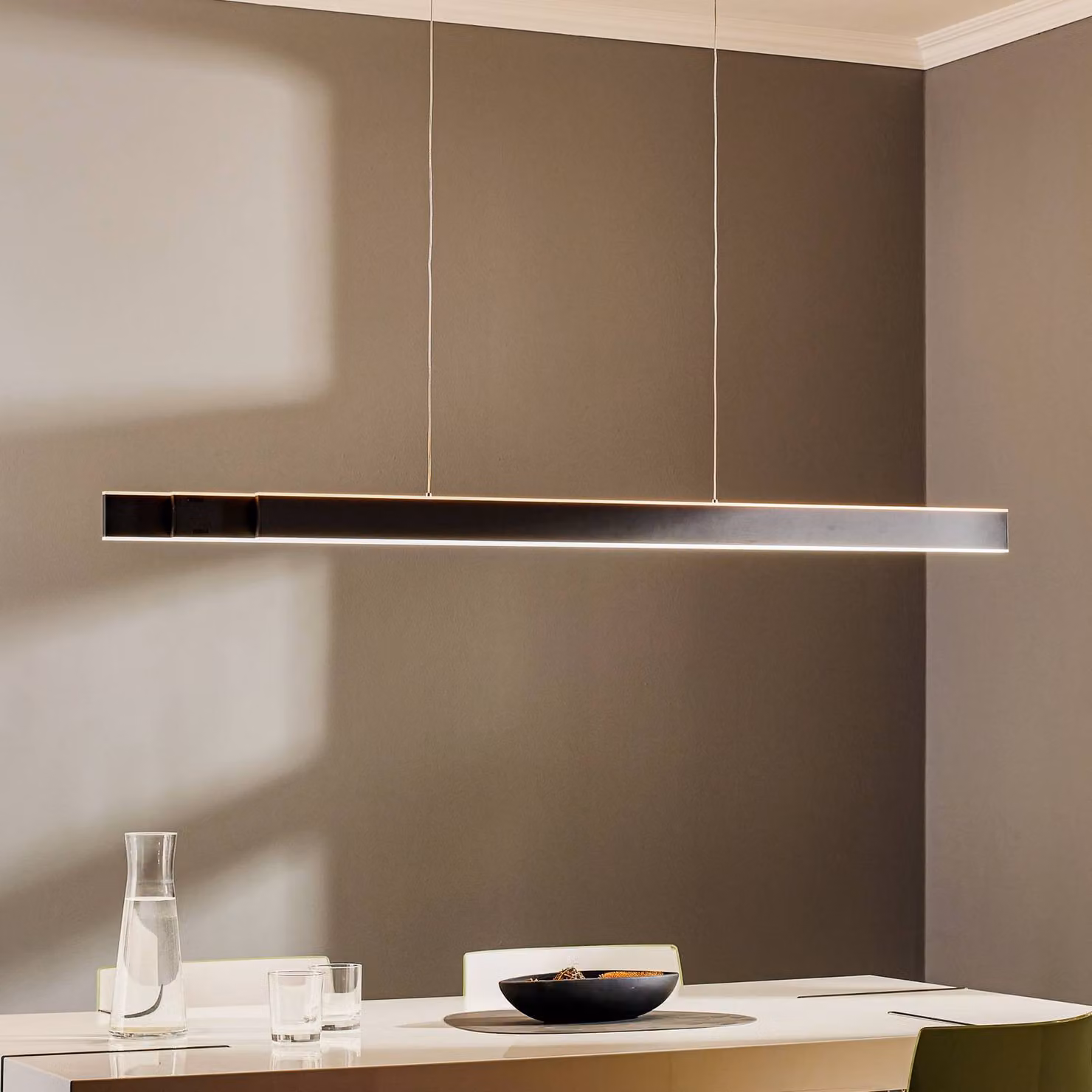 PURE lampada LED a sospensione Lume, grafite, CCT dimmerabile, Nero, Soggiorno / Sala da pranzo, Alluminio, Moderno
