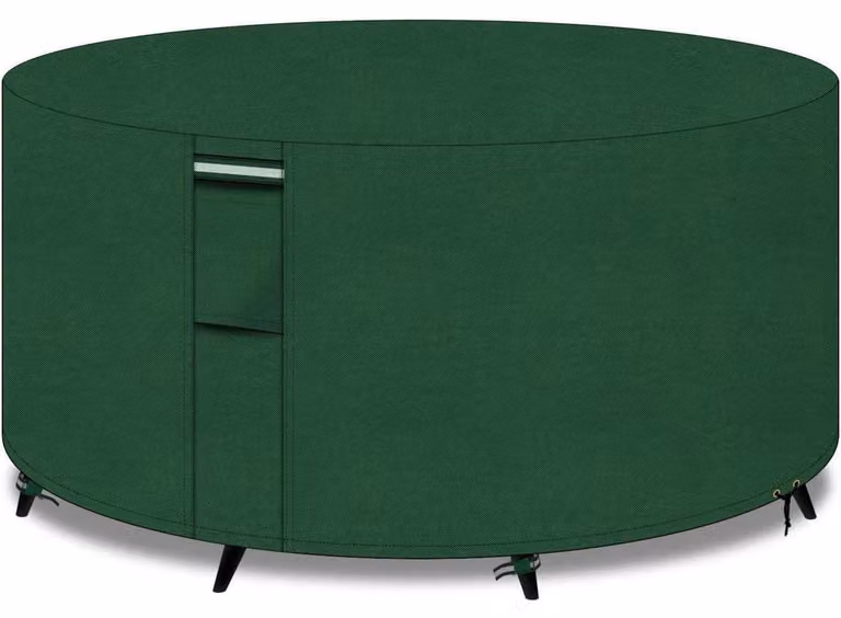 Copertura per tavolo da giardino, forma rotonda, dimensioni 190 x 80 cm, colore verde, tessuto Oxford 600D, impermeabile, resistente al vento, protezione UV