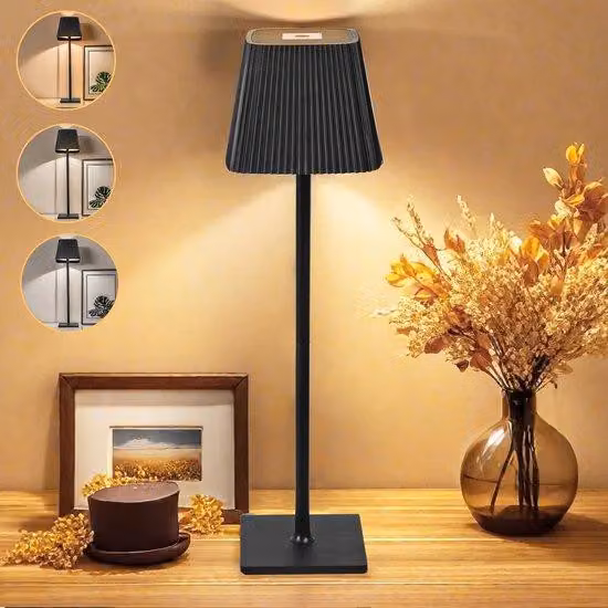 Lampada da tavolo a LED con batteria integrata - 4800 mAh - lampada da tavolo - senza fili - nera - LED - lampada da tavolo - ricaricabile - bianco caldo (2700 K - 6500 K) - IP54 Touch - lampada da tavolo - per interni ed esterni