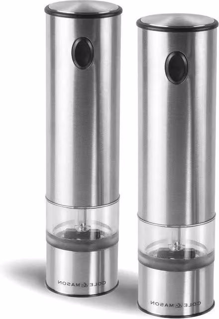 Zanghera per Pepe e Sale Elettrici - Acciaio inossidabile/Acrilico - 210 mm - Cadeau Set - Inclusi 2 x Zanghera elettrici per pepe e sale - Garanzia meccanica a vita