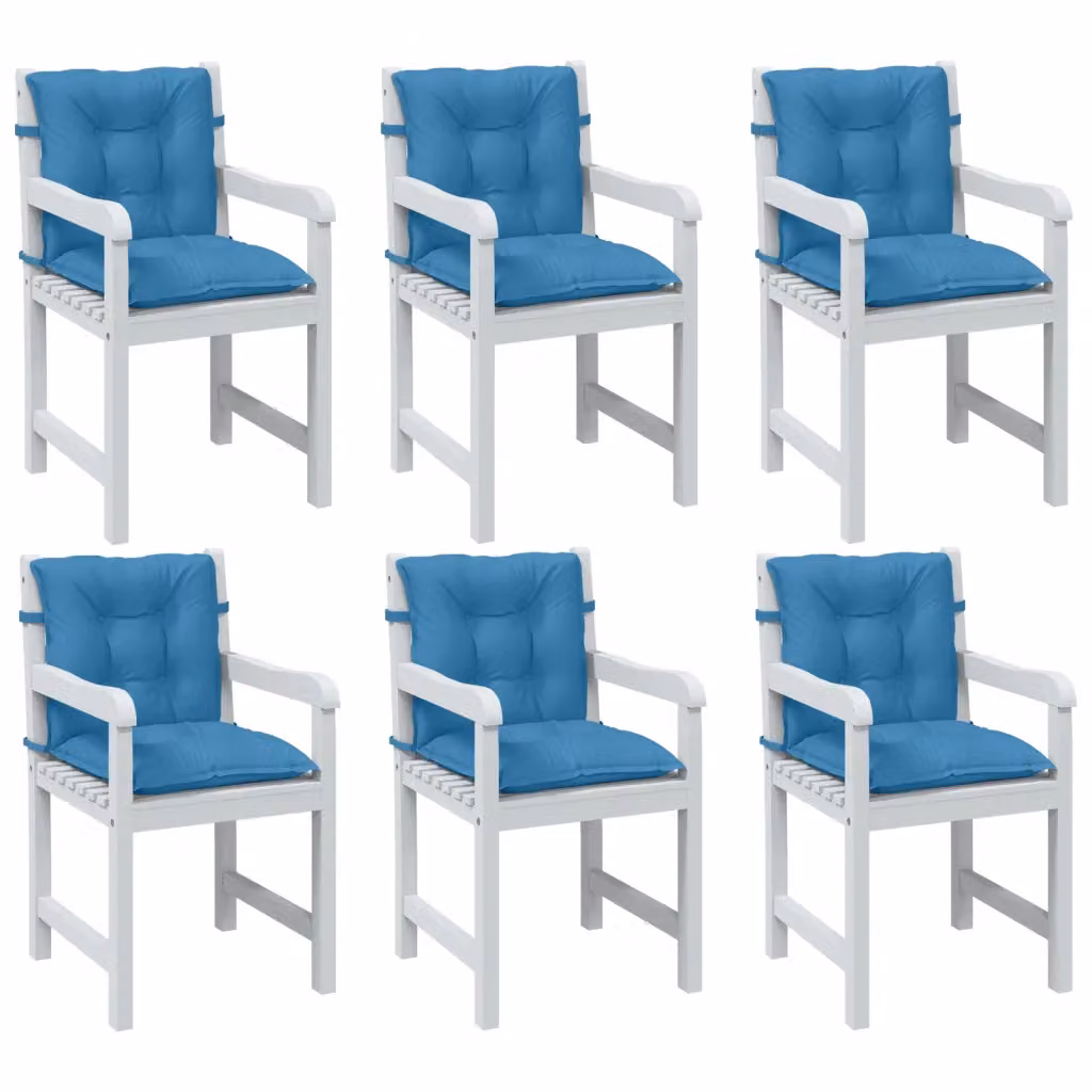 Set di 6 cuscini per sedia vidaXL Blu Mélange, design moderno e resistente ai raggi UV, L 100 cm x P 50 cm x H 7 cm