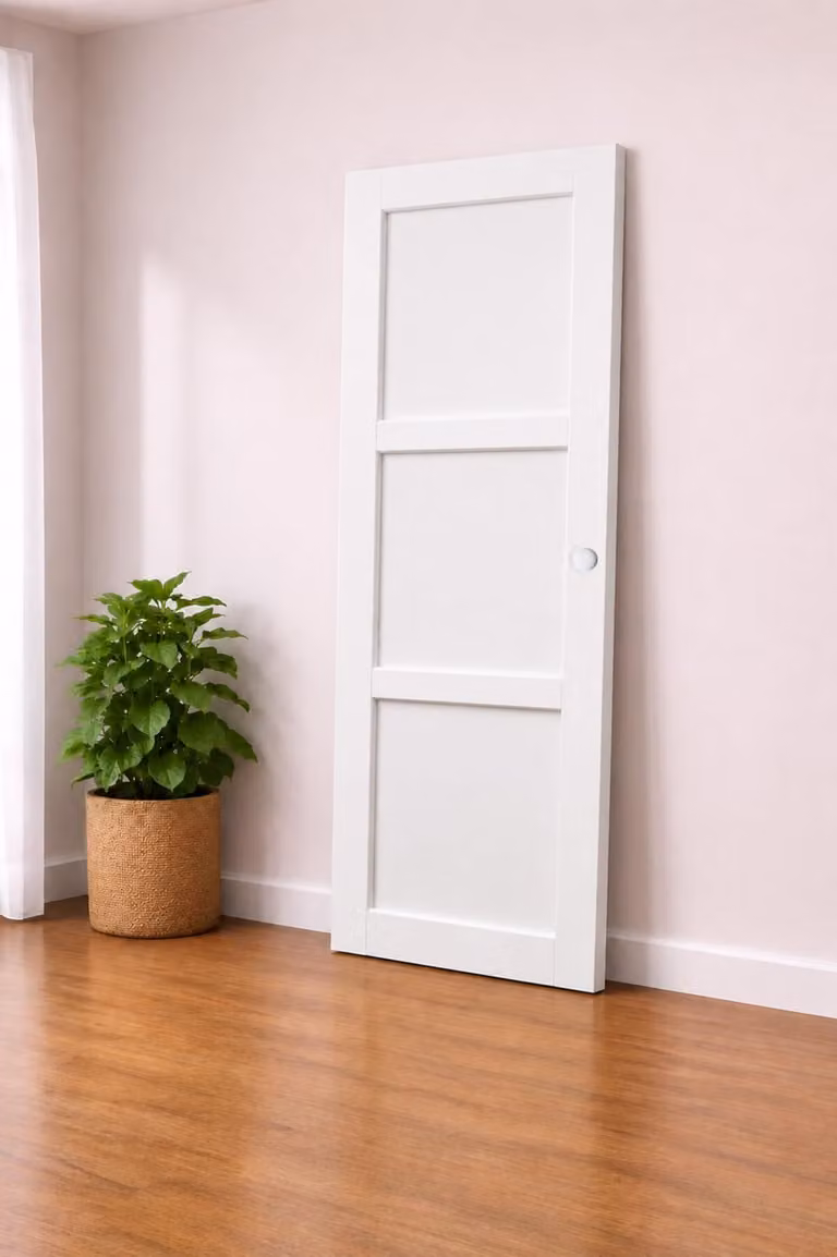 Porta scorrevole Korya bianca a 3 ante H204 x L73 cm, conchiglie bianche Gd Menuiseries
