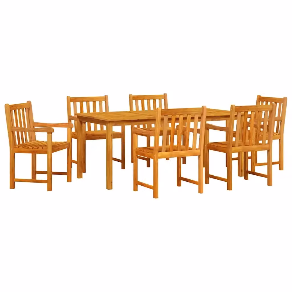 Set da pranzo per giardino e terrazzo vidaXL in legno di acacia marrone, 7 pezzi – 2