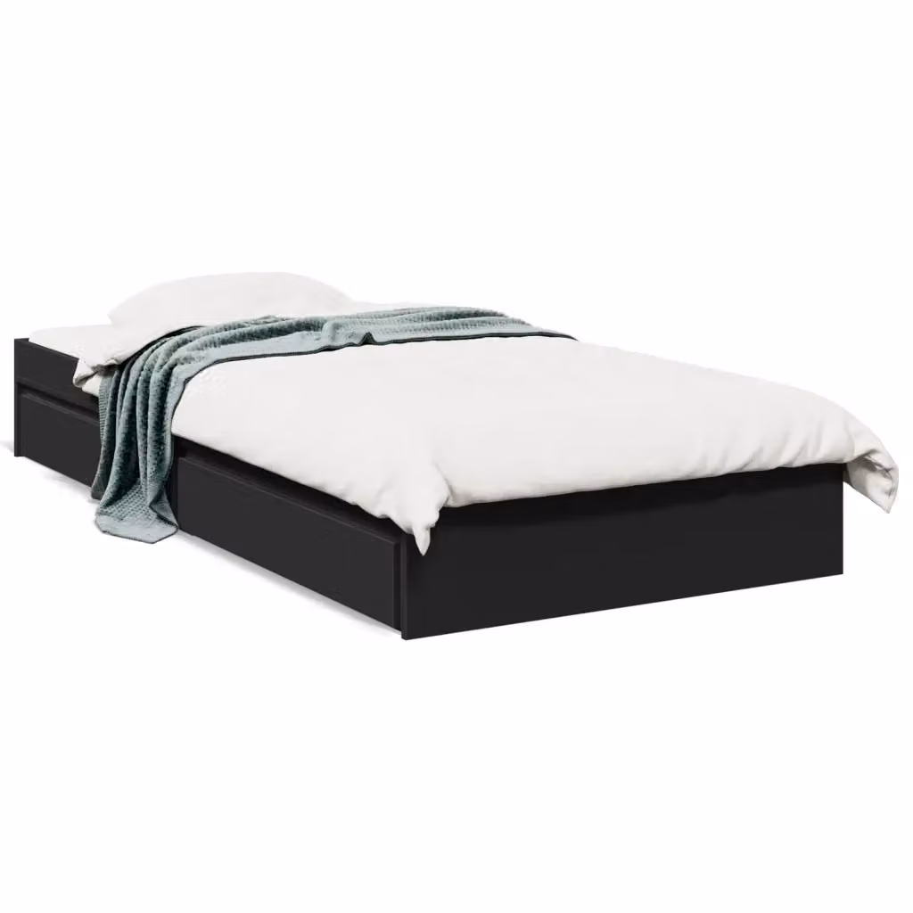 vidaXL Giroletto con Cassetti Nero in Legno Multistrato L/P/H: 190 x 90 x 28 cm – 2