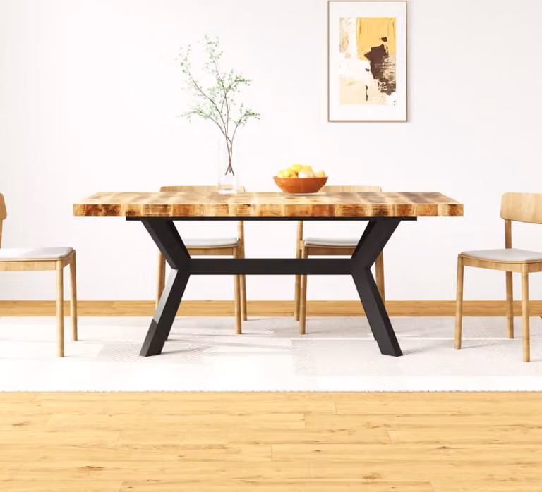 The Living Store Tavolo da pranzo in legno massiccio di mango e struttura in acciaio 180 cm