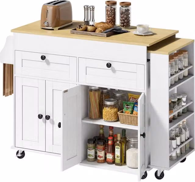Tavolo da cucina allungabile con ruote ¨C Minimal ¨C bianco