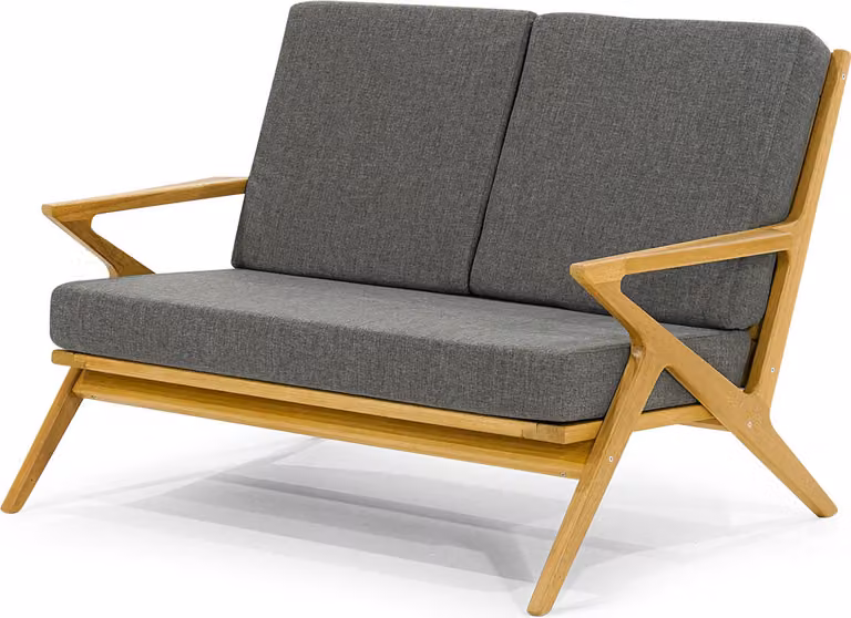 Designer Outdoort Polster Zweisitzer Luxuriöse Holz Terrassen Möbel