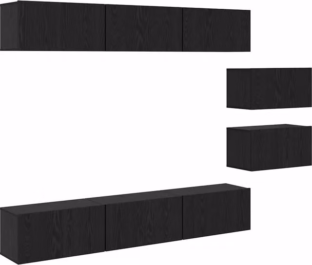 Set mobile TV Montaggio a Parete | Armadietto TV | Mobile Porta TV Rovere Nero Legno multistrato