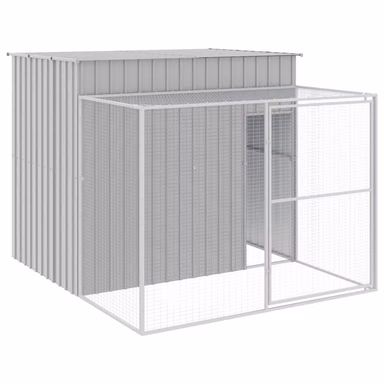 Casetta Cani Corsa Grigio Chiaro 214x253x181 cm Acciaio Zincato