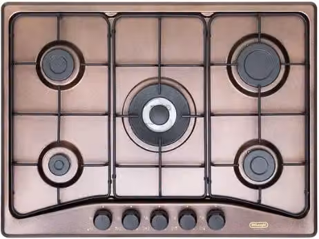 Piano cottura gas 57 ASV DeLonghi 70 cm 5 bruciatori doppia corona - Ramato
