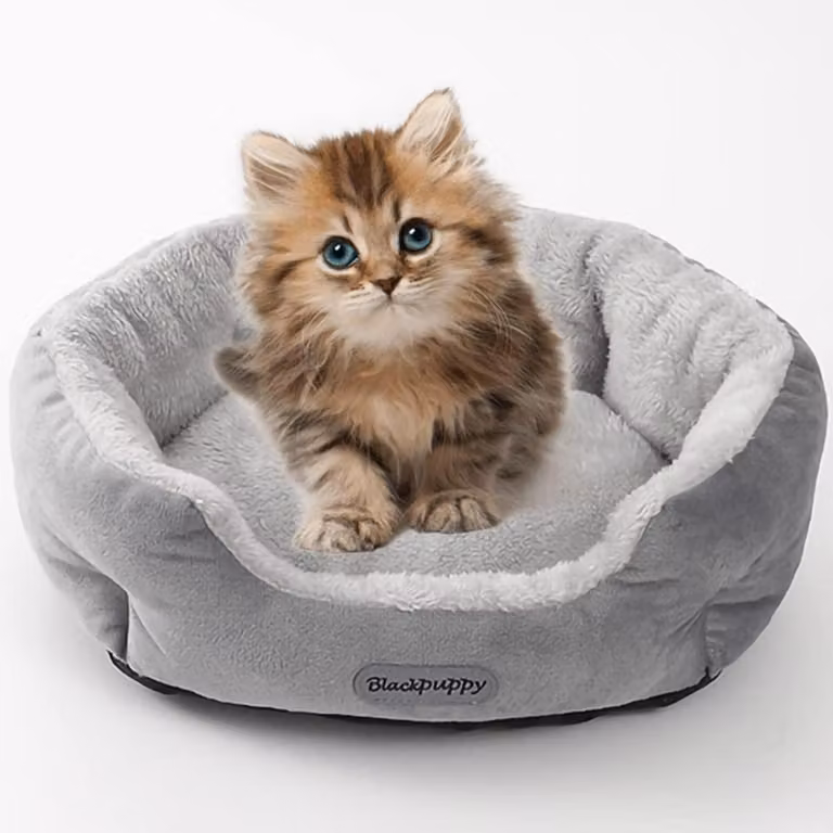 Cuccia per cani, cuccia per gatti, rotonda, lavabile, antiscivolo, grigia