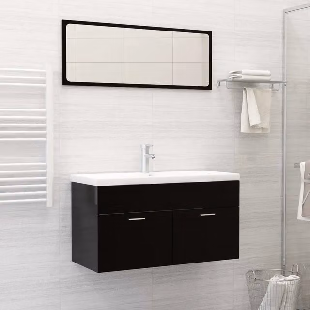 Lavabo da Incasso con Rubinetto 91x39x18 cm in Ceramica Bianco 148626