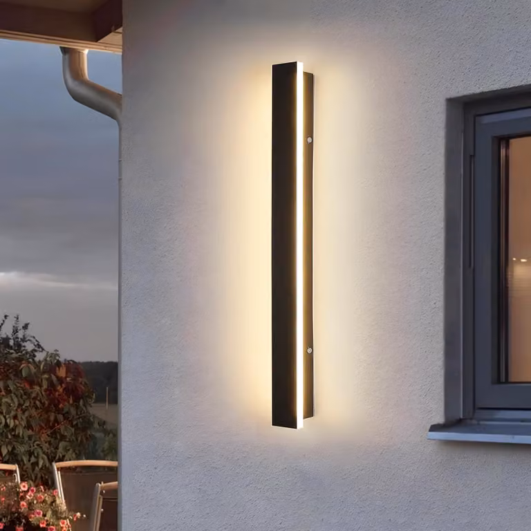 Lampada da parete esterna a LED, 80 cm, 16 W, grado di protezione IP65, luce bianco caldo, 3000 K, colore nero
