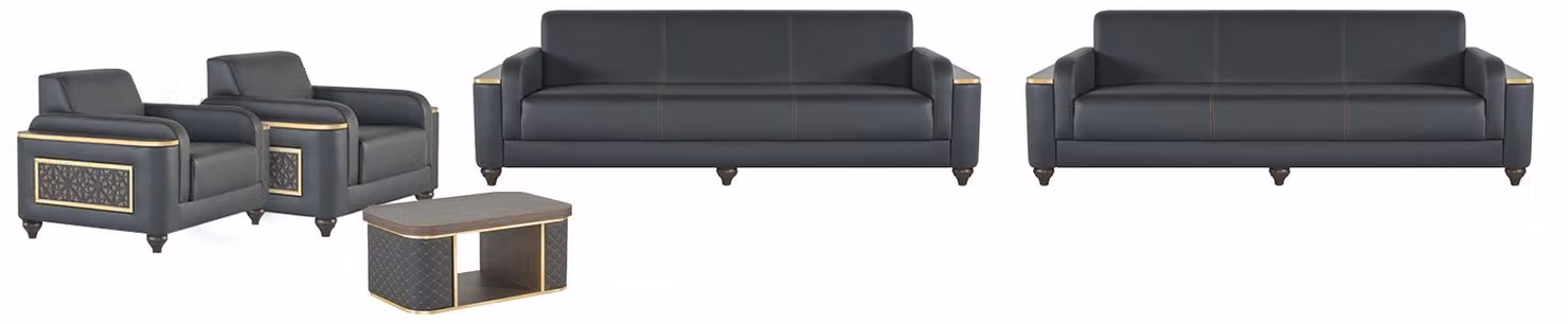 Schwarze Wohnzimmer Garnitur Designer Möbel 3-Sitzer 2x Sessel 5tlg