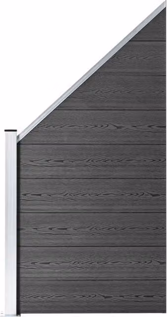 Set di Pannelli per Recinzione in WPC e Alluminio vidaxl Nero L: 1484 cm, H: 105-186 cm