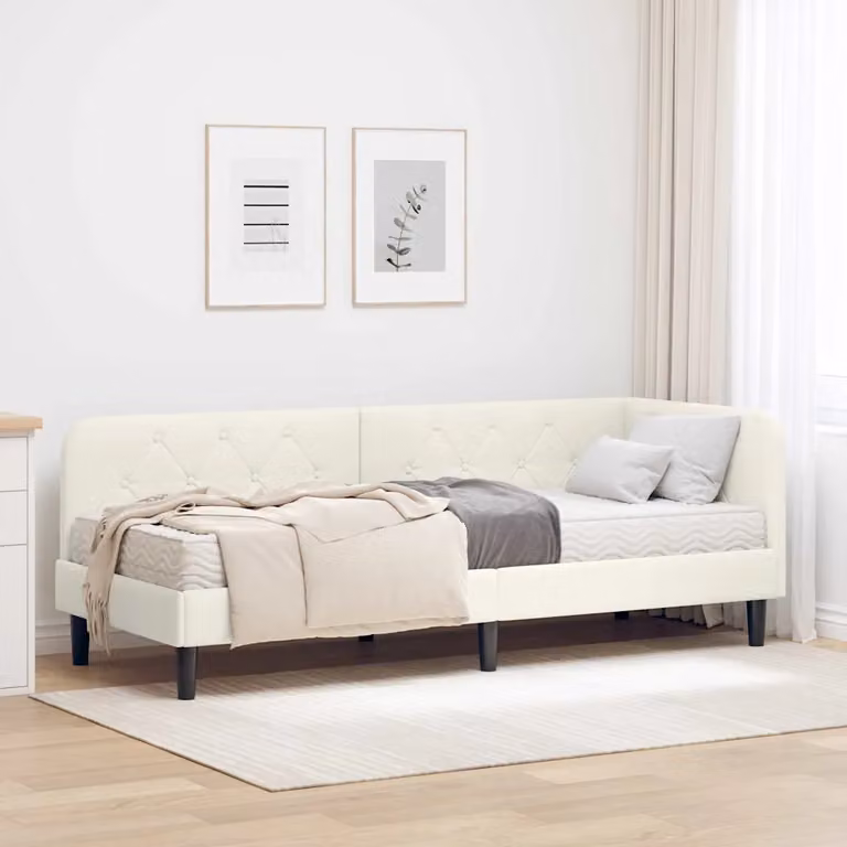 Cornice del letto ad angolo vidaXL in velluto beige L/P/H: 200 x 80 x 72 cm