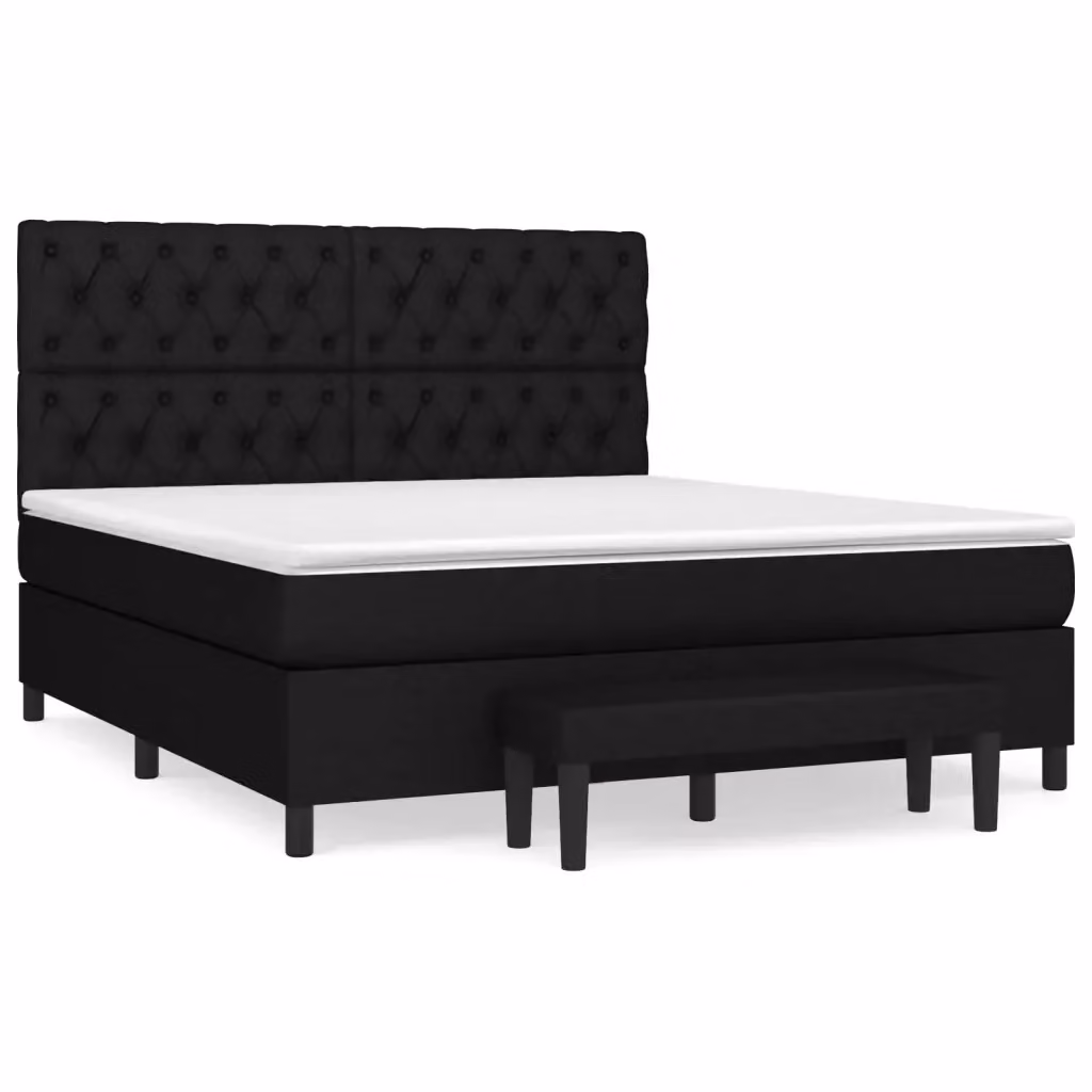 vidaXL Giroletto a Molle Ibrido con Materasso in Tessuto Nero, L/P/H: 160 x 200 x 128 cm – 2
