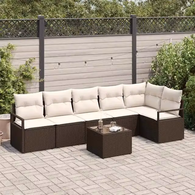 Set di divani 7 pz Marrone polyrattan 3346408