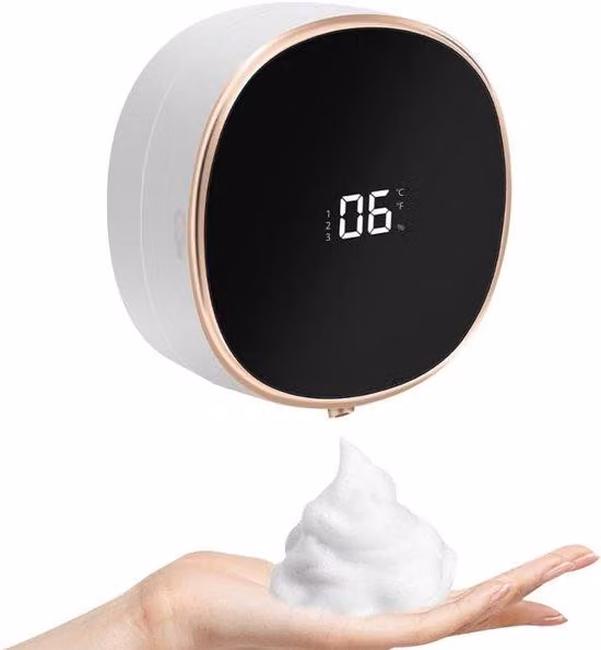 Distributore automatico di sapone schiumogeno - Montaggio a parete - Impermeabile - Ricaricabile tramite USB - Ideale per uffici, cucine e bagni - Bianco