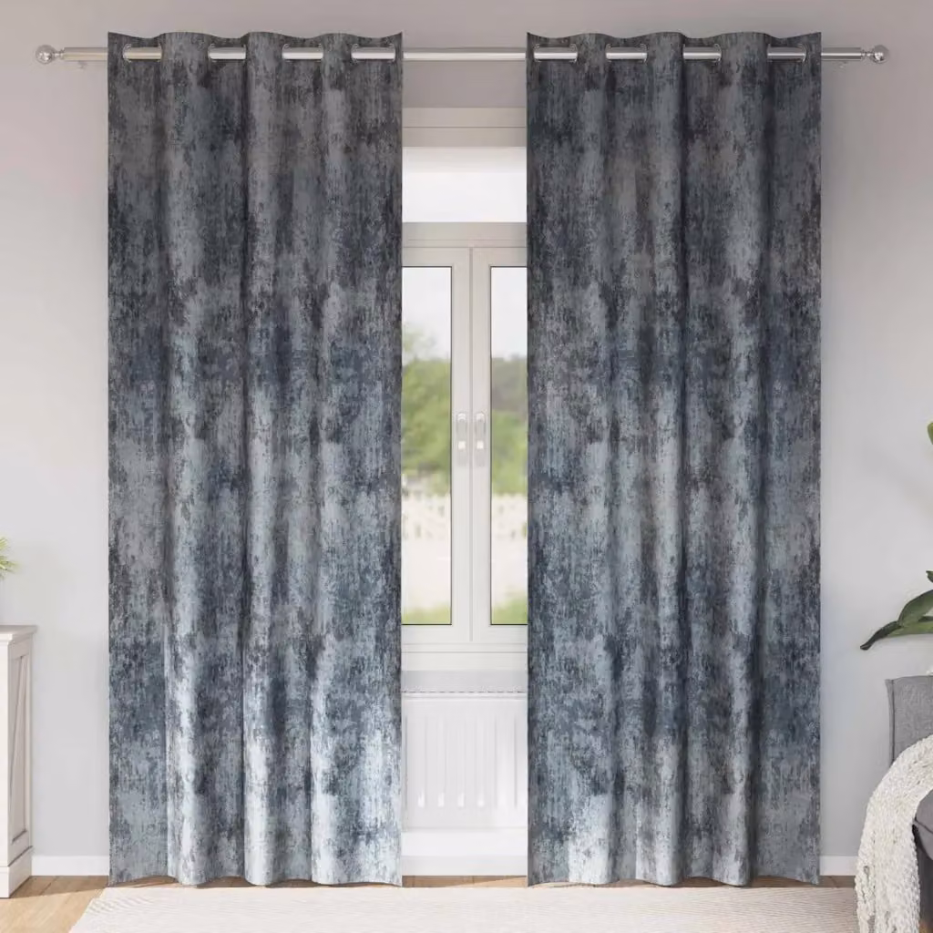 Set di 2 tende in velluto vidaXL grigio argento, oscuranti e termoisolanti, H 245 x L 140 cm