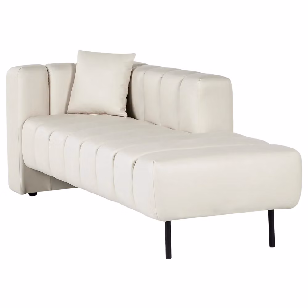 Chaise Lounge Sinistra BELIANI in Velluto e Ecopelle Bianca con Design Moderno e Gambe Nere L/P/H: 173 x 79 x 73 cm – 2