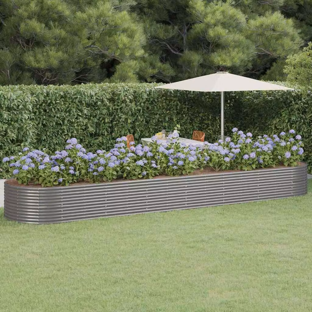 Letto rialzato per orto vidaXL in acciaio verniciato a polvere, Grigio, L: 584 cm, P: 140 cm, H: 68 cm