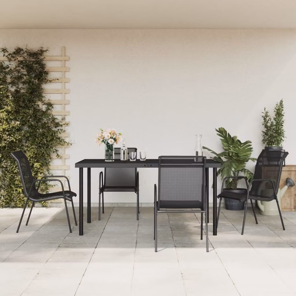 Maison Exclusive - Set da pranzo da giardino a 5 pezzi in acciaio nero e Textilene