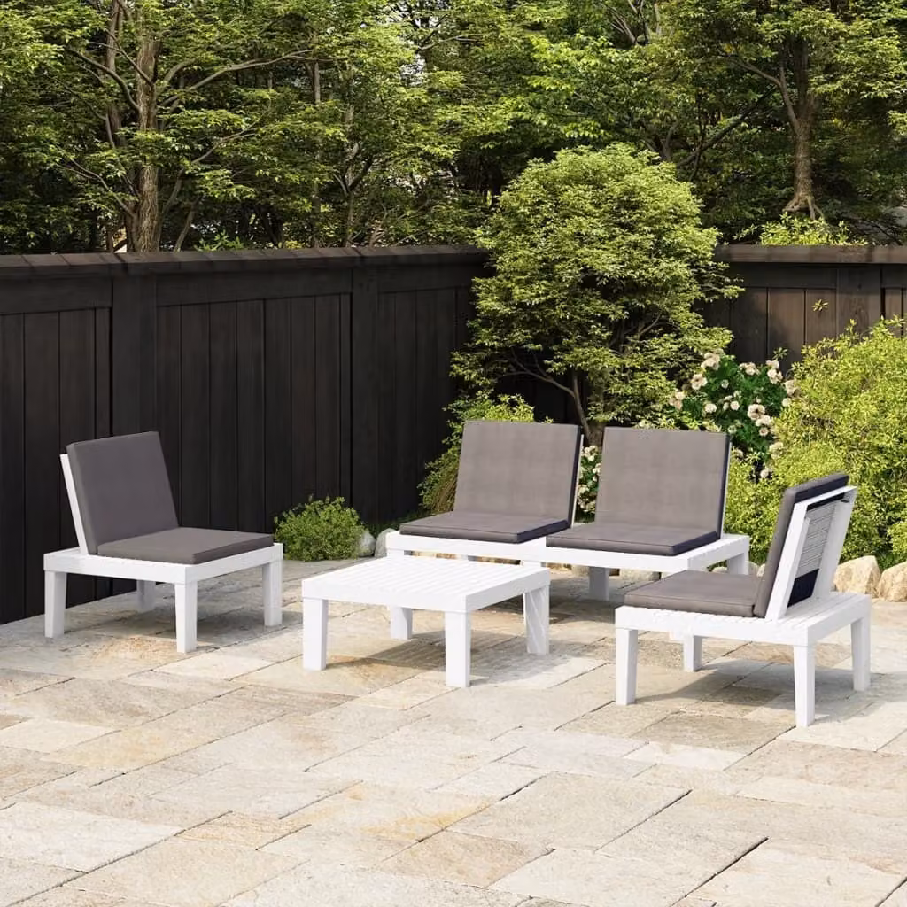 Maison Exclusive - Set Divani da Giardino con Cuscini 4 pz in Plastica Bianco