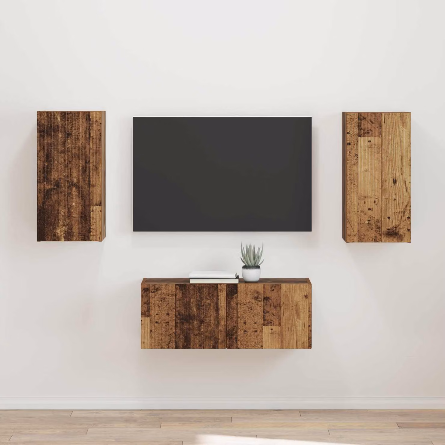 Set di 2 mobili TV moderni vidaXL in legno color marrone per soggiorno – 1