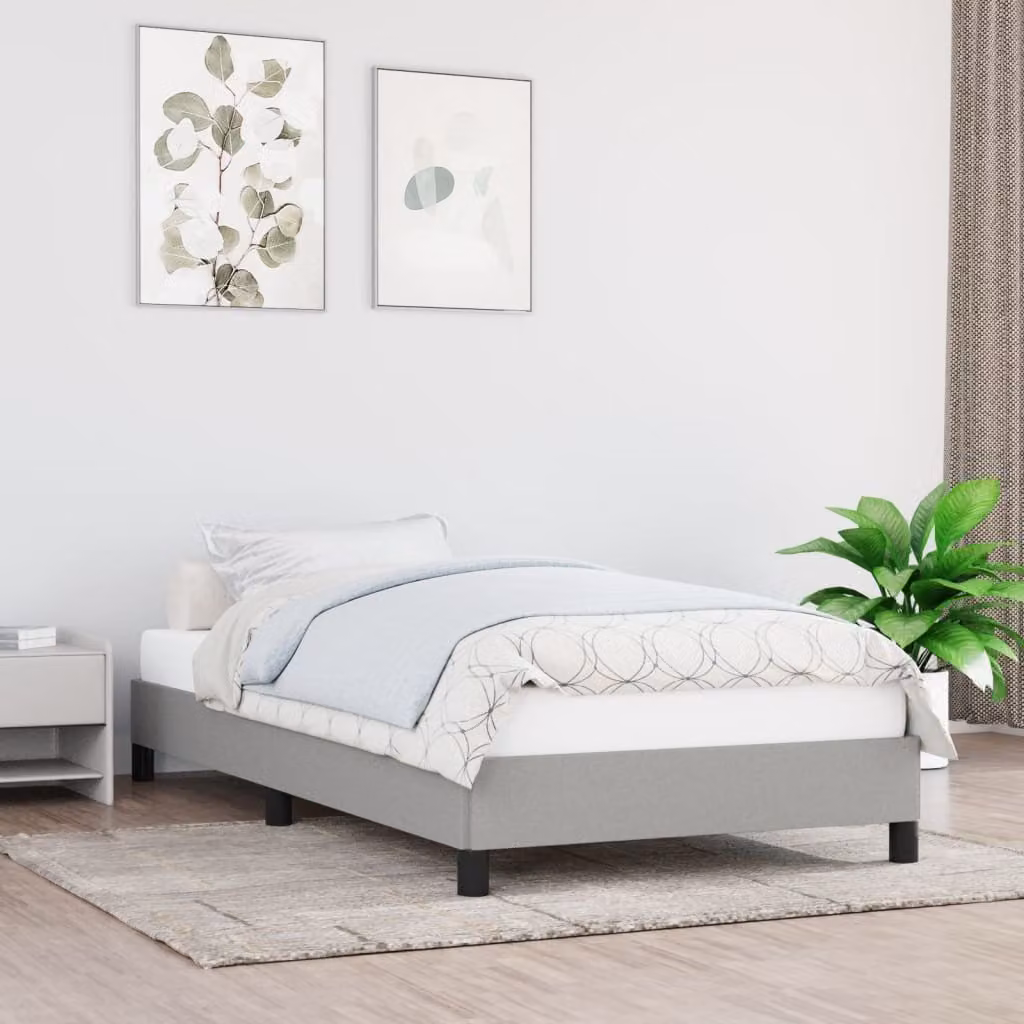 The Living Store Struttura letto grigio chiaro 100x200 cm in tessuto