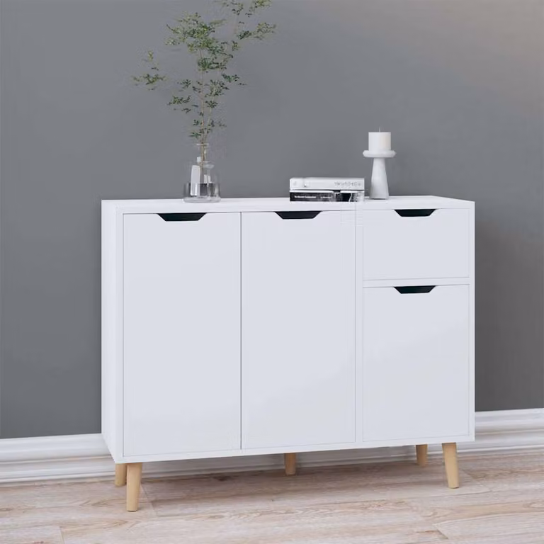 Credenza moderna vidaXL in legno bianco lucido L 90 x P 30 x H 72 cm