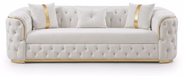 Divano bianco in tessuto, dal design intramontabile. Divano letto esclusivo per il soggiorno. Arredamento per la zona living