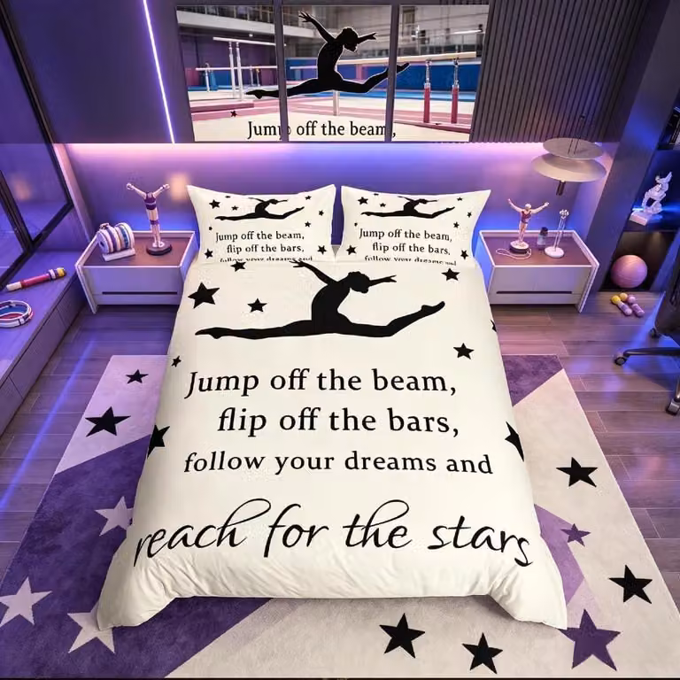 Set di lenzuola per letto a tema ginnastica, ideale per ballerini e appassionati di ginnastica - Misura singola