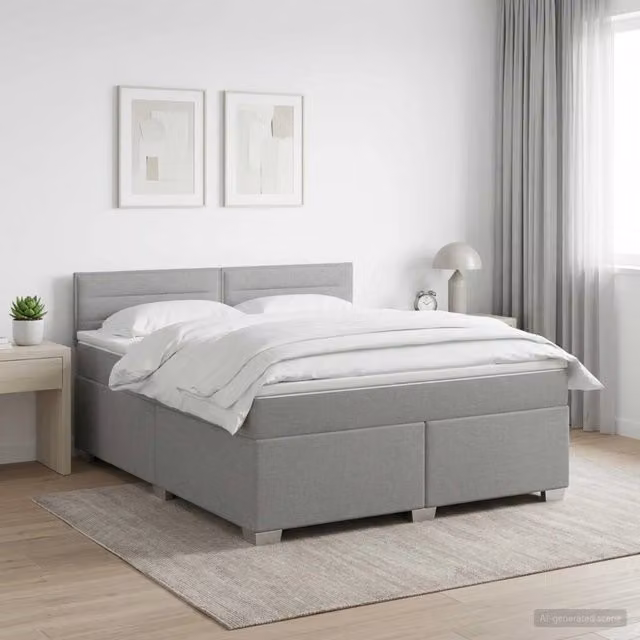 Letto box spring con materasso ibrido vidaXL Grigio Chiaro L: 140 cm, P: 190 cm