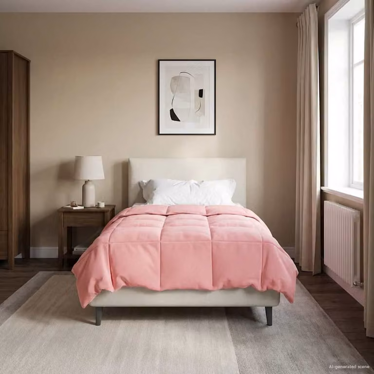 Piumino estivo reversibile vidaXL in microfibra rosa traspirante L: 155 cm, P: 200 cm